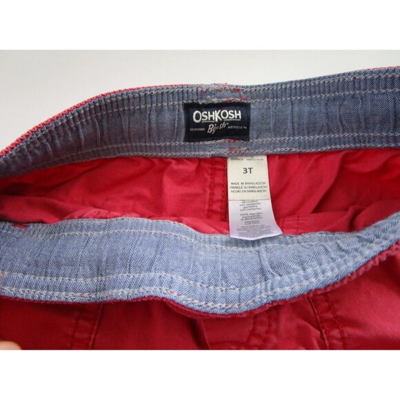 Genuine Oshkosh B'Gosh Boys 3T Red 100% Cotton Shorts - Pockets & Drawstring - Picture 5 of 13